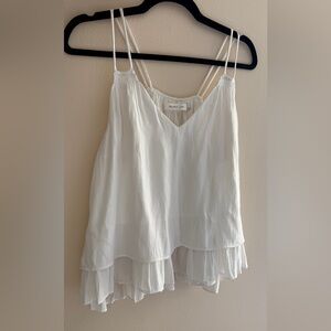 Mustard Seed White Layered Ruffle Blouse